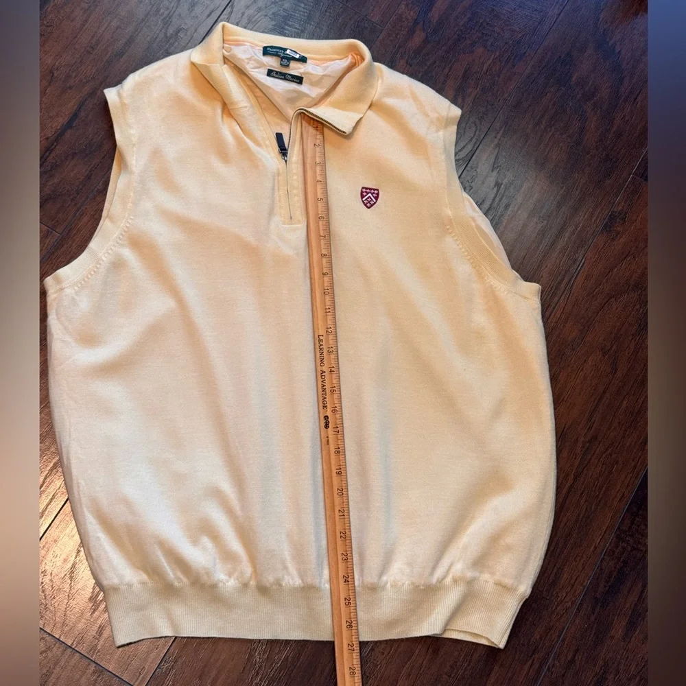 Fairway & Greene Navy Argyle Zip Vest with Light Peach Half-Zip Pullover